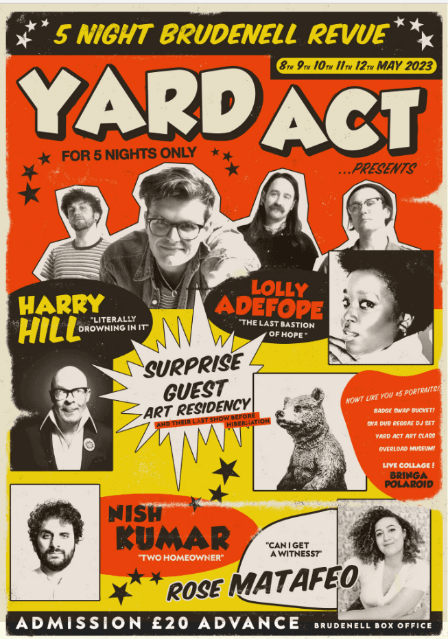 NEWS: Yard Act announce five night residency at Leeds Brudenell Social Club with comedians Nish Kumar, Lolly Adefope, Harry Hill, Rose Matafeo and secret guest
