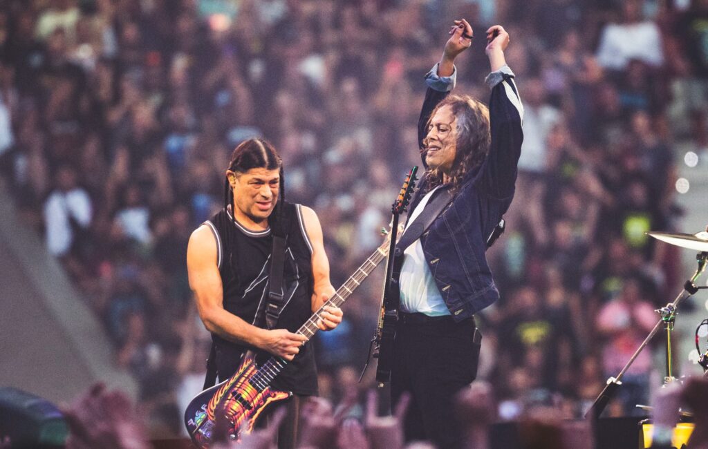 Robert Trujillo and Kirk Hammett of Metallica perform