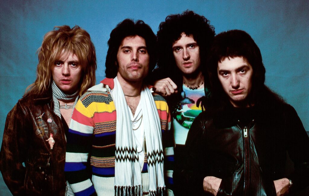 (L to R) Roger Taylor, Freddie Mercury, Brian May and John Deacon of Queen (Photo by Richard E. Aaron/Redferns)