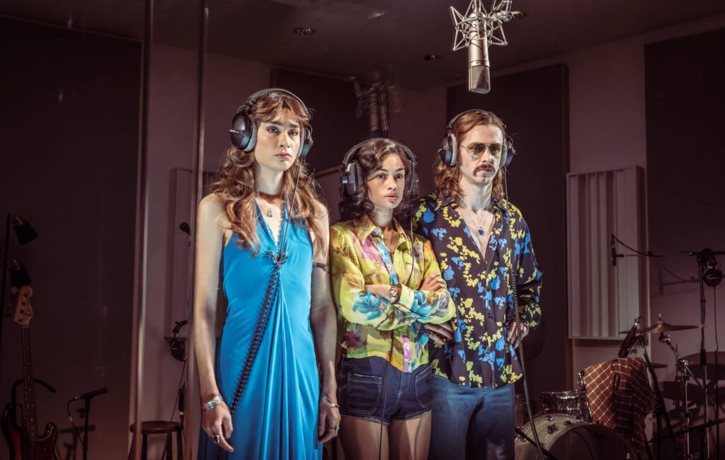 The cast of 'Stereophonic': Lucy Karczewski, Nia Towle, Jack Riddiford. Credit: Marc Brenner