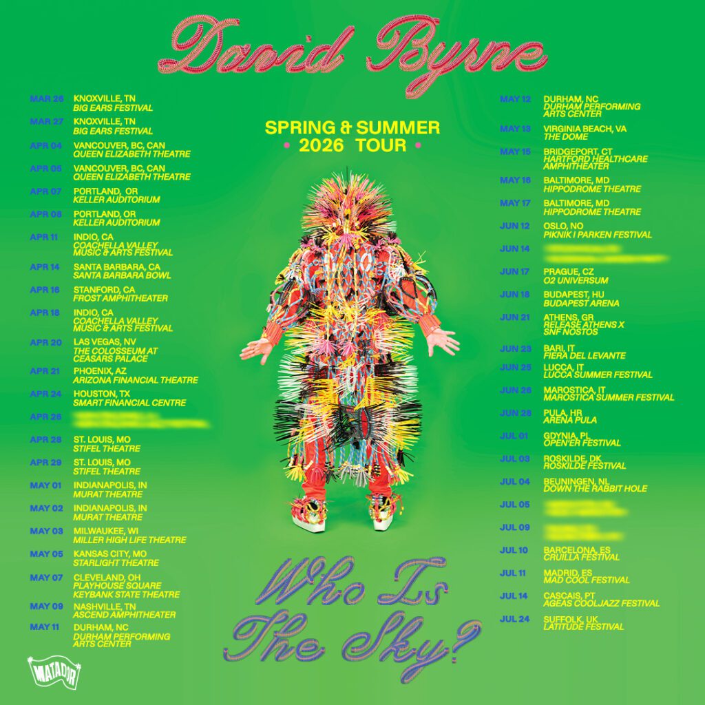 David Byrne's 2026 tour