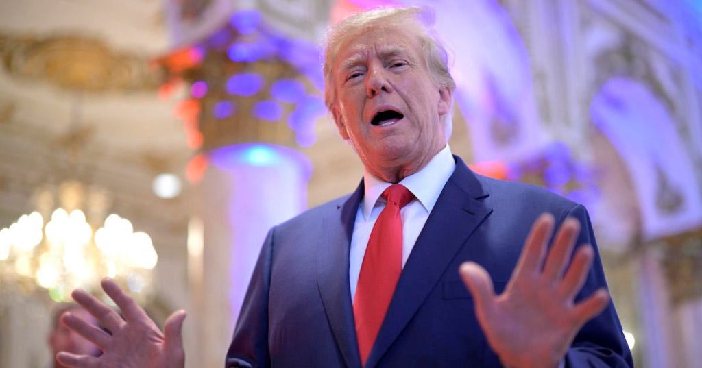 PALM BEACH, FL-NOVEMBER 8: Former President Donald Trump answer