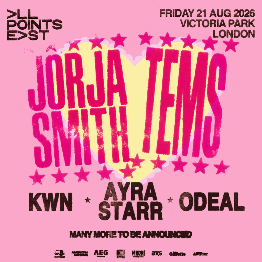 The official line-up poster for Jorja Smith and Tems at All Points East